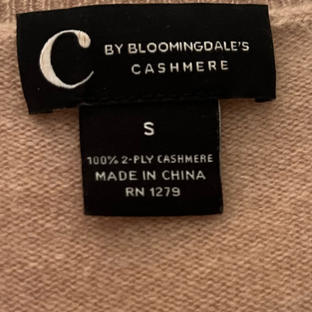Bloomingdale's Tan V-Neck Sweater - Picture 3 of 5